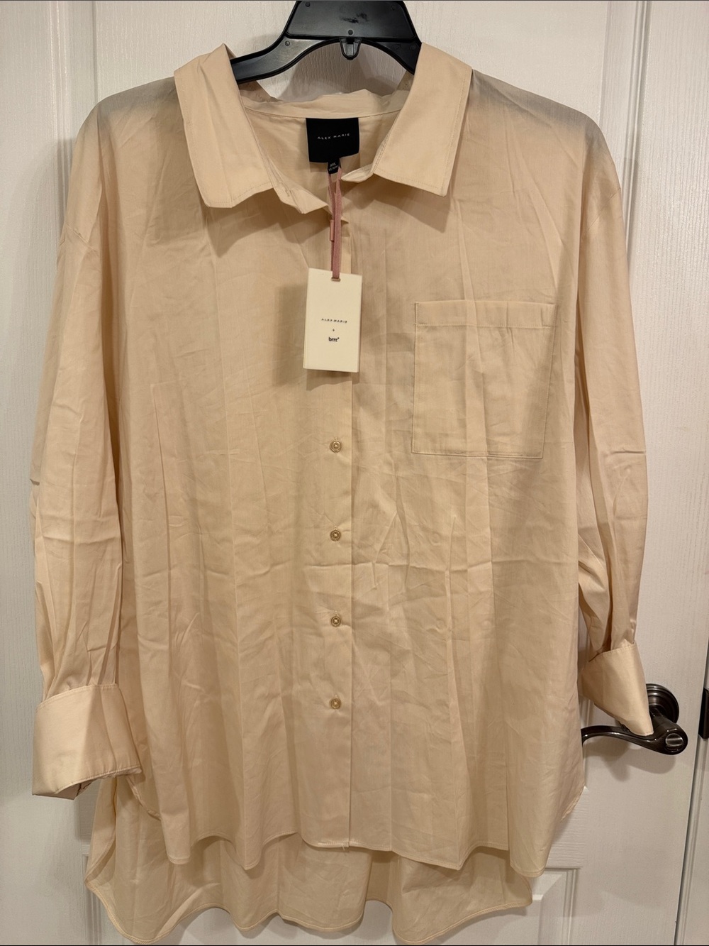 Alex Marie Cream Oversized Button-Up Blouse